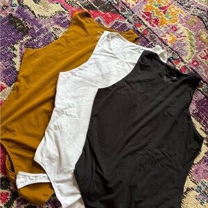 Women's Sleeveless Tops - Black, White, and Mustard